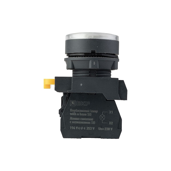 Кнопка SB-27 плоская без фиксации c подсветкой 220V AC 1NC белая IP65 EKF