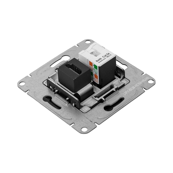 Механизм розетки HDMI+RJ45 (cat5), черный Эпика EKF