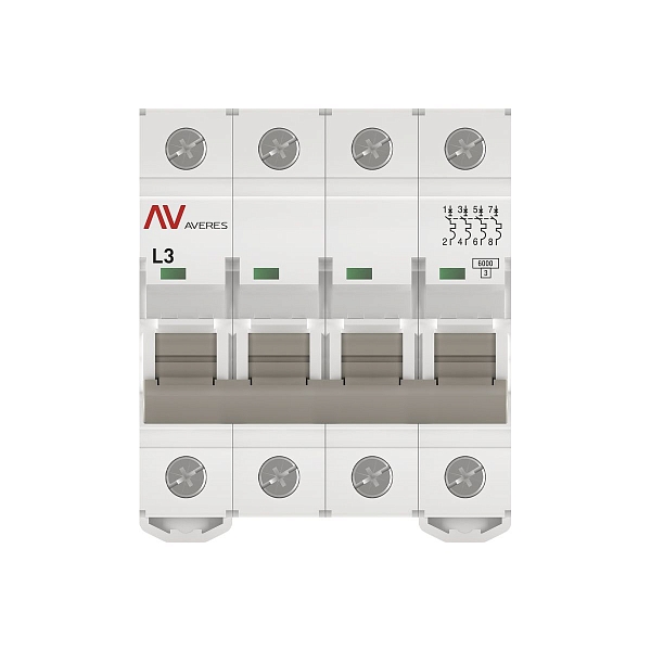 Выключатель автоматический AV-6 4P 3A (L) 6kA EKF AVERES