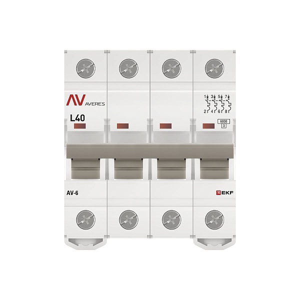 Выключатель автоматический AV-6 4P 40A (L) 6kA EKF AVERES