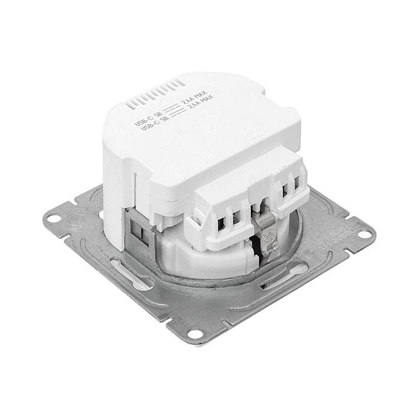 Механизм розетки с USB-C - 2шт, 16А, с заземлением, со шторками, белый Эпика EKF