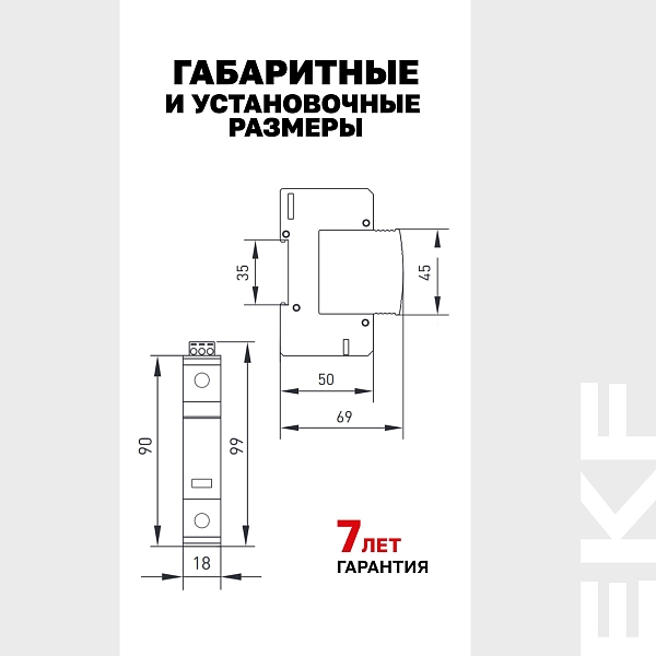 Ограничитель импульсных напряжений ОПВ-C/2P In 20кА 440В с сигн. EKF