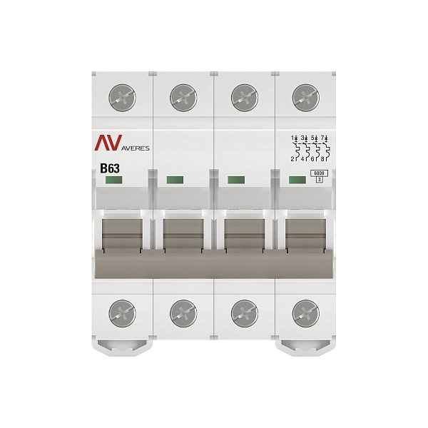 Выключатель автоматический AV-6 4P 63A (B) 6kA EKF AVERES