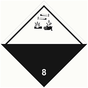 Знак наклейка для маркировки опасных грузов "Кл.8" (250x250) ГОСТ 19433-88 EKF PROxima