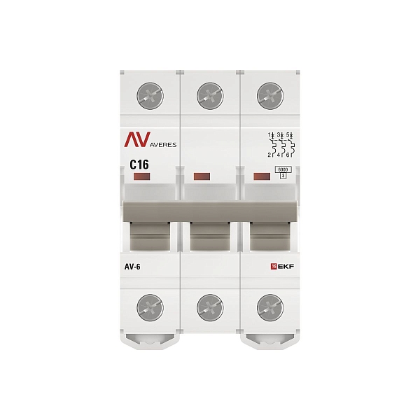 Выключатель автоматический AV-6 3P 16A (C) 6kA EKF AVERES