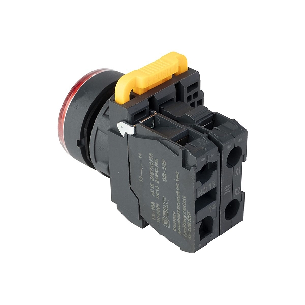 Кнопка SB-27 плоская без фиксации c подсветкой 24V DC 1NO красная IP65 EKF