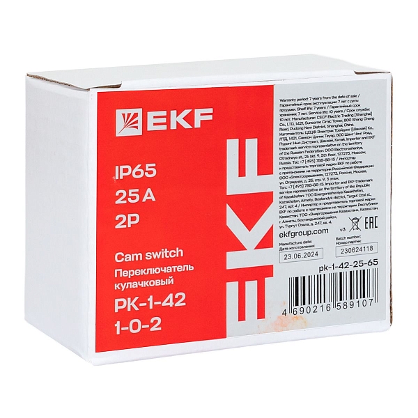 Переключатель кулачковый ПК-1-42 25А 2P «1-0-2» IP65 EKF