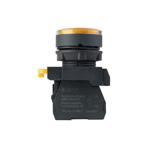 Кнопка SB-27 плоская без фиксации c подсветкой 220V AC 1NO желтая IP65 EKF