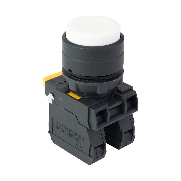 Кнопка выпирающая SB-35 с фиксацией 1NO+1NC белая IP65 EKF