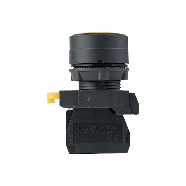 Кнопка SB-31 плоская с фиксацией 1NO желтая IP65 EKF
