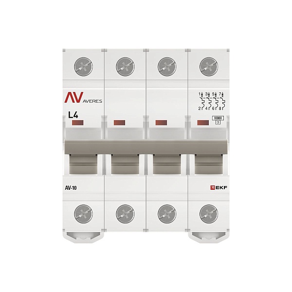 Выключатель автоматический AV-10 4P 4A (L) 10kA EKF AVERES