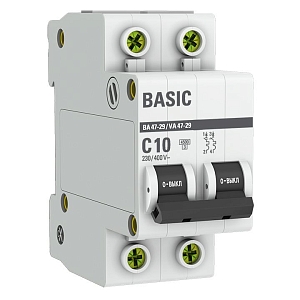 Автоматический выключатель ВА 47-29 2P 10А (C) 4,5кА BASIC