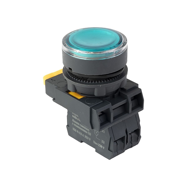 Кнопка SB-27 плоская без фиксации c подсветкой 220V AC 1NO зеленая IP65 EKF