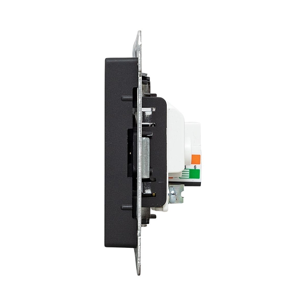 Механизм розетки TV+RJ45 (cat5), черный Эпика EKF