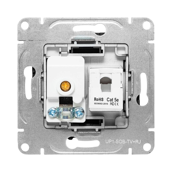 Механизм розетки TV+RJ45 (cat5), черный Эпика EKF