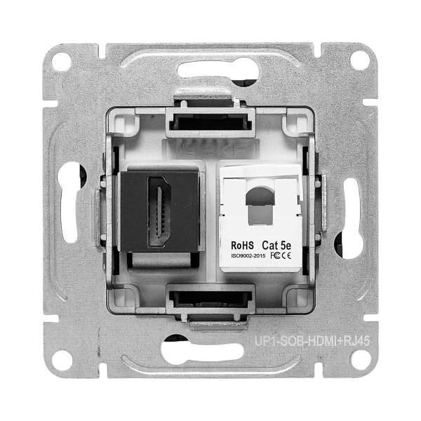Механизм розетки HDMI+RJ45 (cat5), черный Эпика EKF