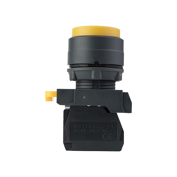 Кнопка выпирающая SB-35 с фиксацией 1NO желтая IP65 EKF