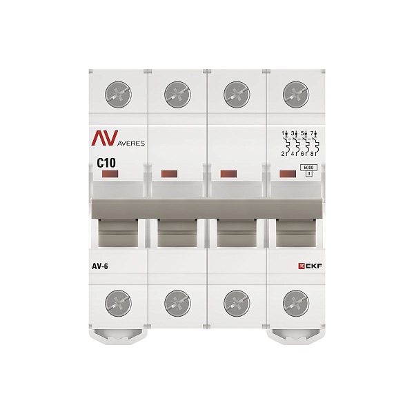 Выключатель автоматический AV-6 4P 10A (C) 6kA EKF AVERES