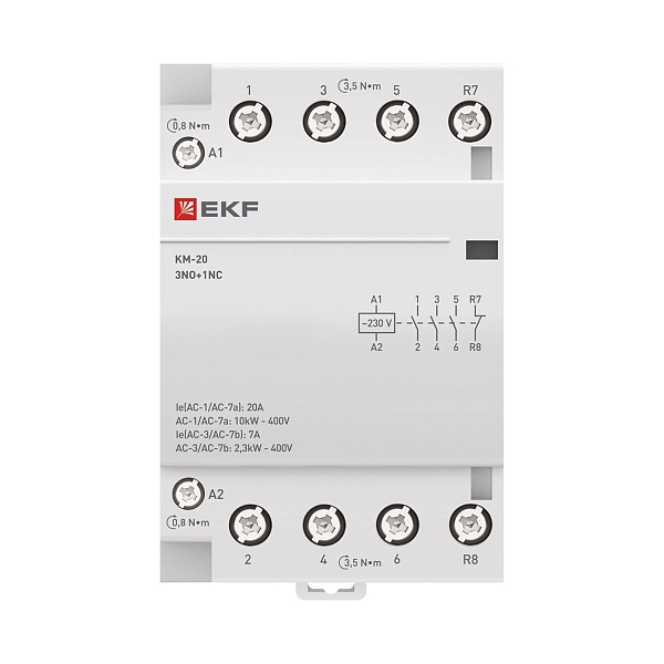 Контактор модульный КМ 20А 3NO+1NC 230В АС (3 мод.) PROXIMA EKF