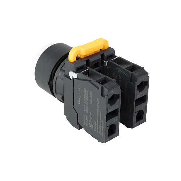 Кнопка выпирающая SB-35 с фиксацией 1NO+1NC белая IP65 EKF