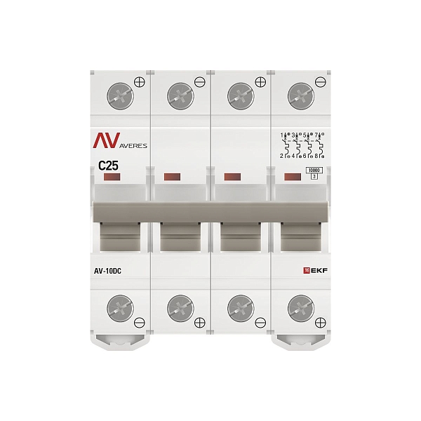 Выключатель автоматический AV-10 DC 4P 25A (C) 10kA EKF AVERES