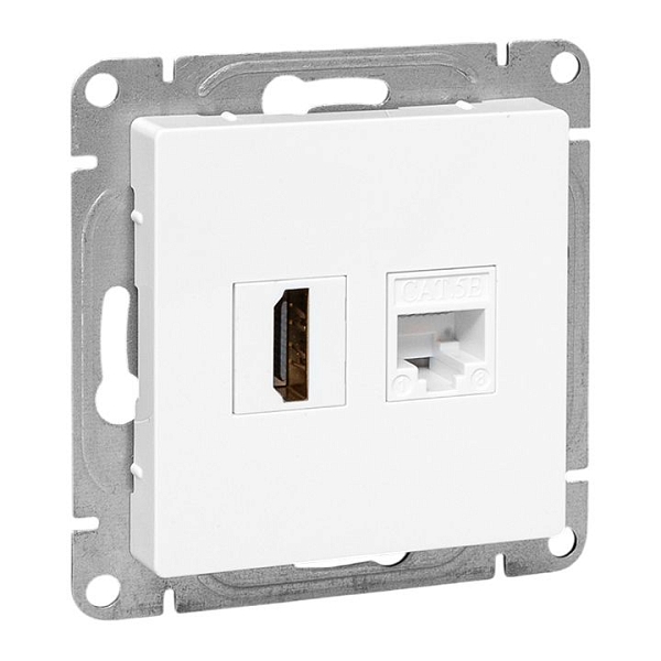 Механизм розетки HDMI+RJ45 (cat5), белый Эпика EKF