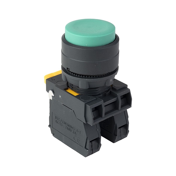 Кнопка выпирающая SB-35 с фиксацией 1NO+1NC зеленая IP65 EKF