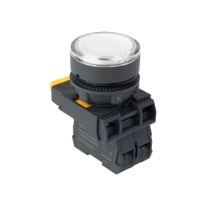Кнопка SB-27 плоская без фиксации c подсветкой 24V DC 1NO белая IP65 EKF