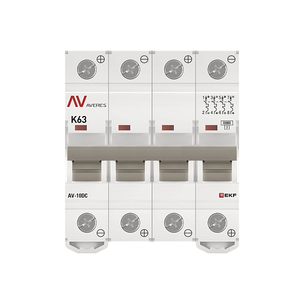 Выключатель автоматический AV-10 DC 4P 63A (K) 10kA EKF AVERES