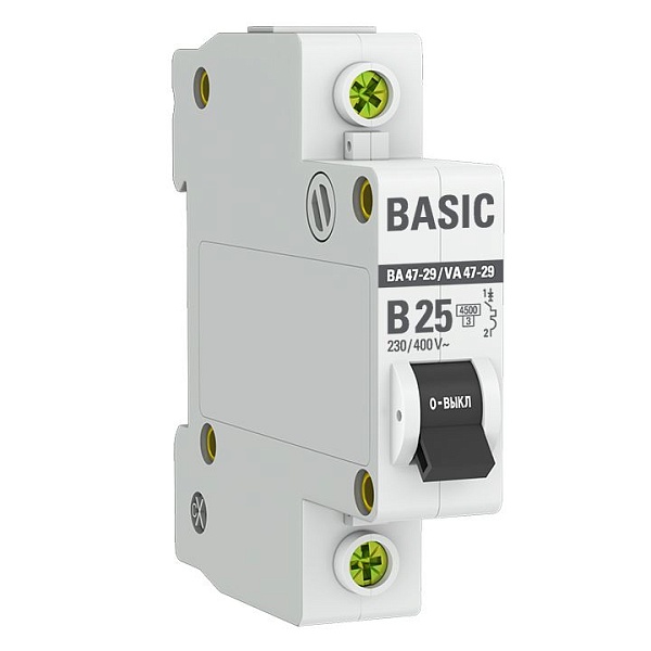Автоматический выключатель ВА 47-29 1P 25А (B) 4,5кА BASIC