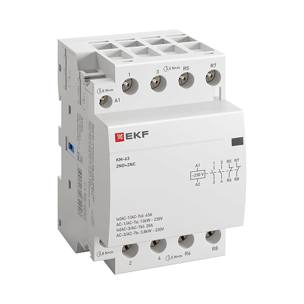 Контактор модульный КМ 63А 2NO+2NC 230В АС (3 мод.) PROXIMA EKF