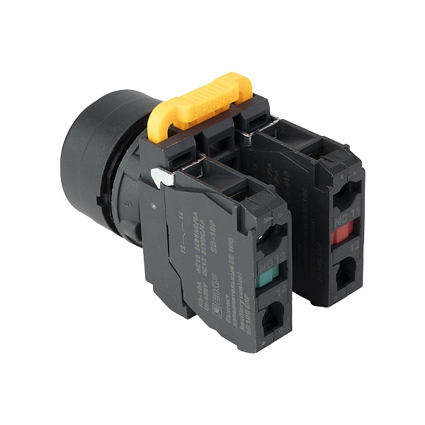 Кнопка выпирающая SB-35 с фиксацией 1NO+1NC черная IP65 EKF