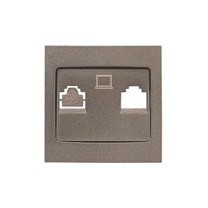 Валенсия лицевая панель розетки RJ-45 2-местная графит EKF
