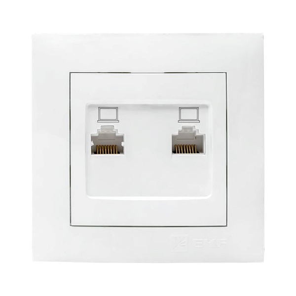 Валенсия розетка компьютерная RJ-45 2-местная белая EKF