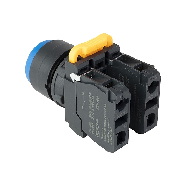Кнопка выпирающая SB-35 с фиксацией 1NO+1NC синяя IP65 EKF