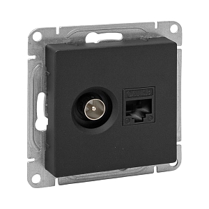 Механизм розетки TV+RJ45 (cat5), черный Эпика EKF