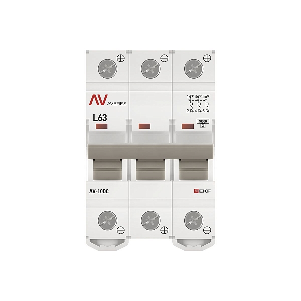 Выключатель автоматический AV-10 DC 3P 63A (L) 10kA EKF AVERES