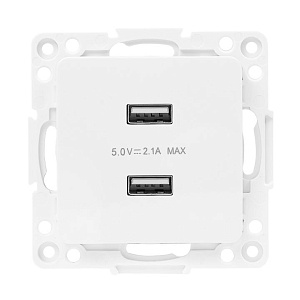 Стокгольм Механизм Розетки USB 2-местной 2,1А винтовые клеммы белый EKF