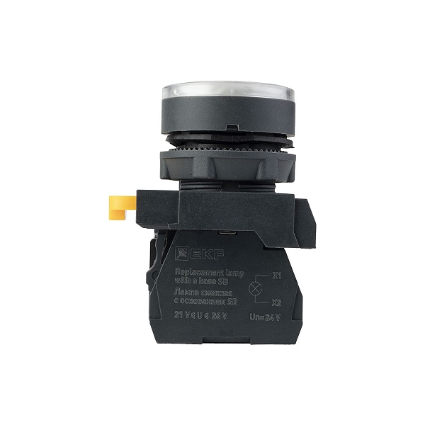 Кнопка SB-27 плоская без фиксации c подсветкой 24V DC 1NC белая IP65 EKF
