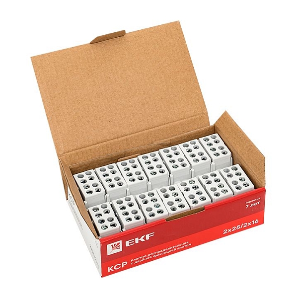 Клемма распределительная КСР с двойным винтом 2x25/2x16 серая EKF PROxima