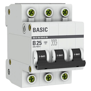 Автоматический выключатель ВА 47-29 3P 25А (B) 4,5кА BASIC