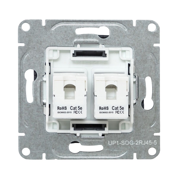 Механизм розетки RJ45 - 2шт, (cat5), графит Эпика EKF