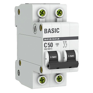 Автоматический выключатель ВА 47-29 2P 50А (C) 4,5кА BASIC