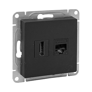 Механизм розетки HDMI+RJ45 (cat5), черный Эпика EKF