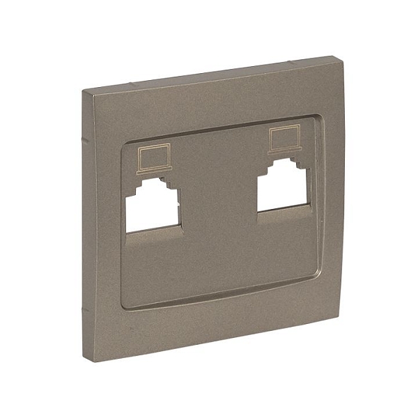 Валенсия лицевая панель розетки RJ-45 2-местная кашемир EKF
