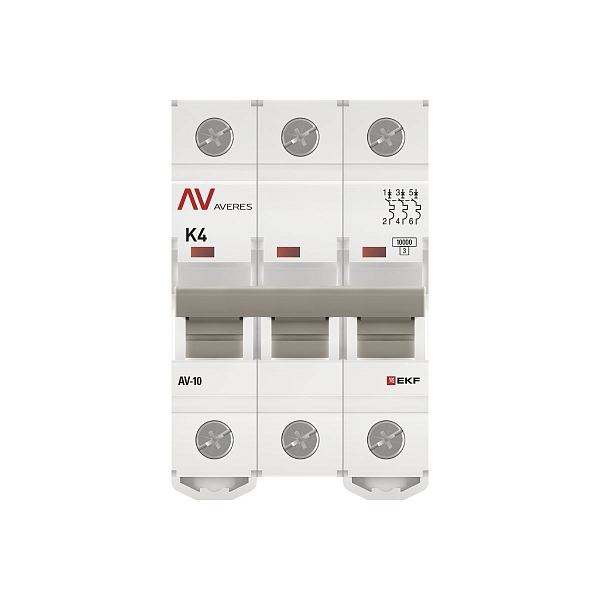 Выключатель автоматический AV-10 3P 4A (K) 10kA EKF AVERES
