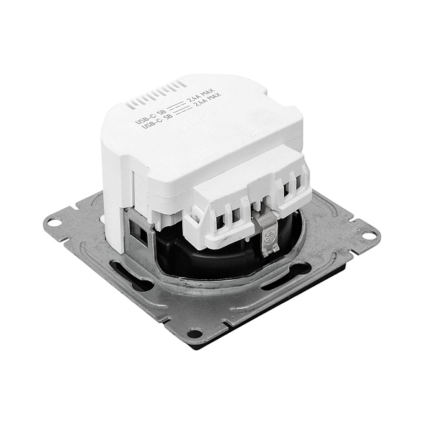 Механизм розетки с USB-C - 2шт, 16А, с заземлением, со шторками, чёрный Эпика EKF