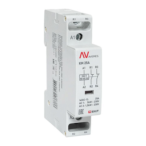 Контактор модульный КМ 25А 2NC 230В АС (1 мод.) AVERES EKF