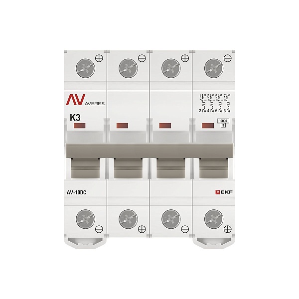 Выключатель автоматический AV-10 DC 4P 3A (K) 10kA EKF AVERES