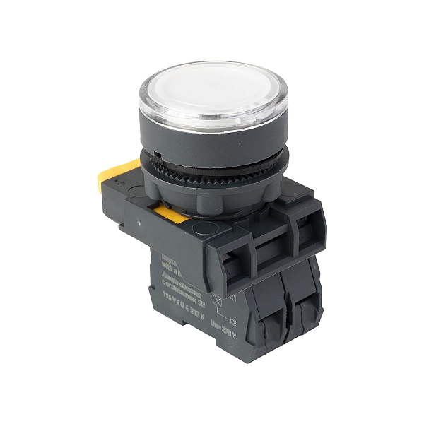 Кнопка SB-27 плоская без фиксации c подсветкой 220V AC 1NC белая IP65 EKF